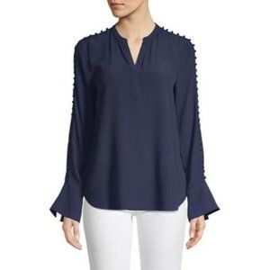 Joie Womens S Navy Blue Button Details Flared Long